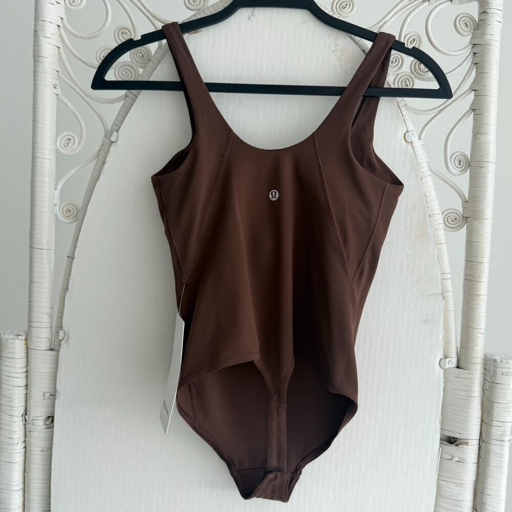 Lululemon Align Bodysuit Womens 4 Brown Java Thong Tank Top Nulu Minimalist NEW - Picture 2 of 6